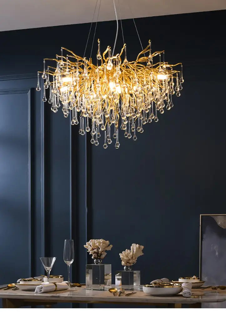 DecorBites™ Chrome Rectangular Crystal Chandelier Light Fixture