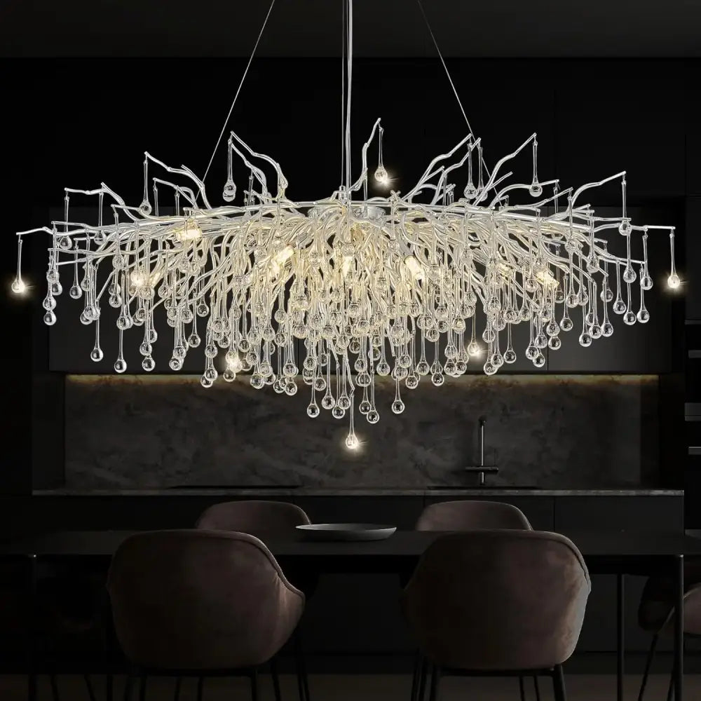 DecorBites™ Chrome Rectangular Crystal Chandelier Light Fixture