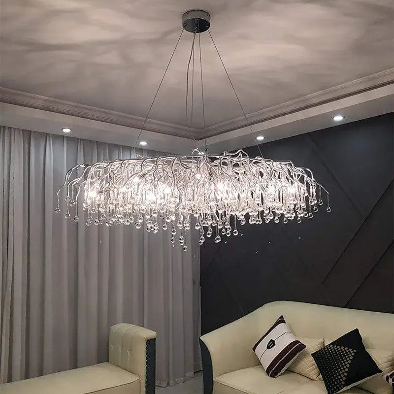 DecorBites™ Chrome Rectangular Crystal Chandelier Light Fixture