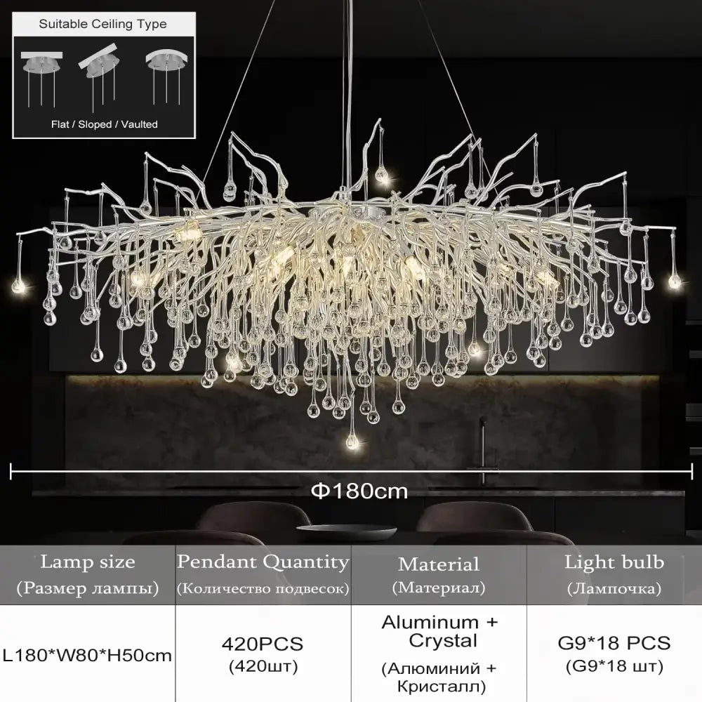 DecorBites™ Chrome Rectangular Crystal Chandelier Light Fixture