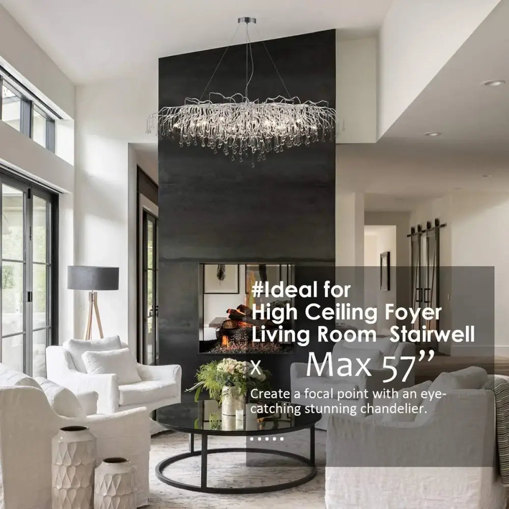 DecorBites™ Chrome Rectangular Crystal Chandelier Light Fixture