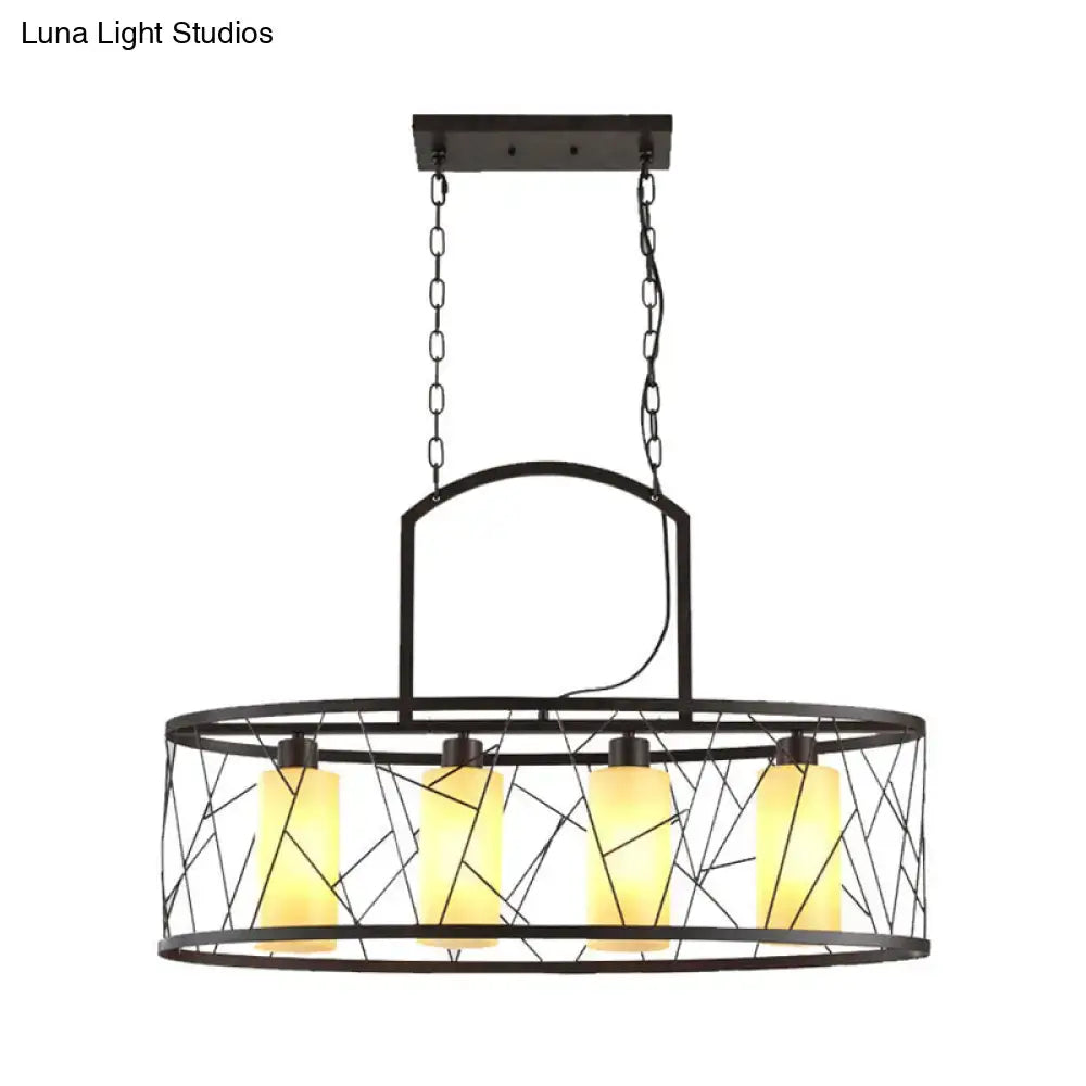 DecorBites™ Classic Black Metal Rectangle Island Ceiling Light with 4 Hanging Lamps for Dining Room
