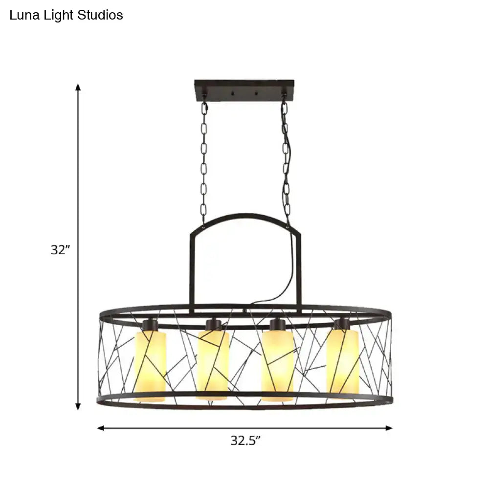 DecorBites™ Classic Black Metal Rectangle Island Ceiling Light with 4 Hanging Lamps for Dining Room