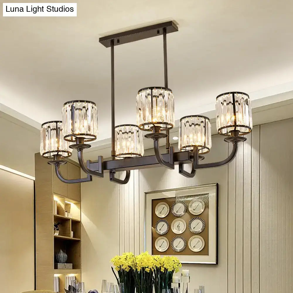 DecorBites™ Classic Faceted Crystal 7-Light Black Pendant Lamp for Dining Room Island