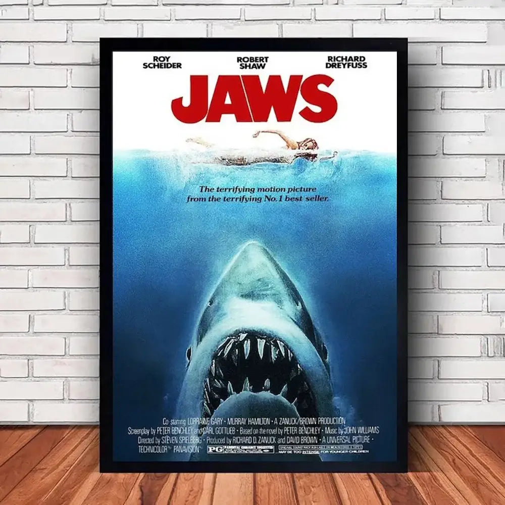 DecorBites™ Classic JAWS Movie Poster Canvas Wall Art