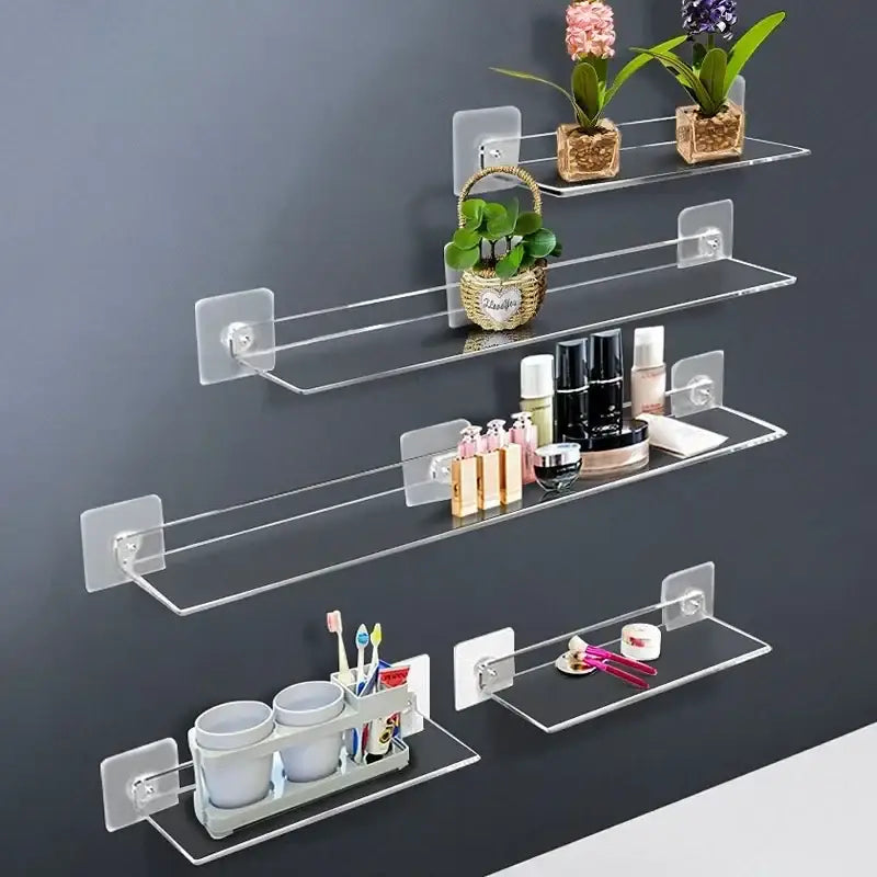 DecorBites™ Clear Acrylic Wall Shelf Organizer, 20-50cm