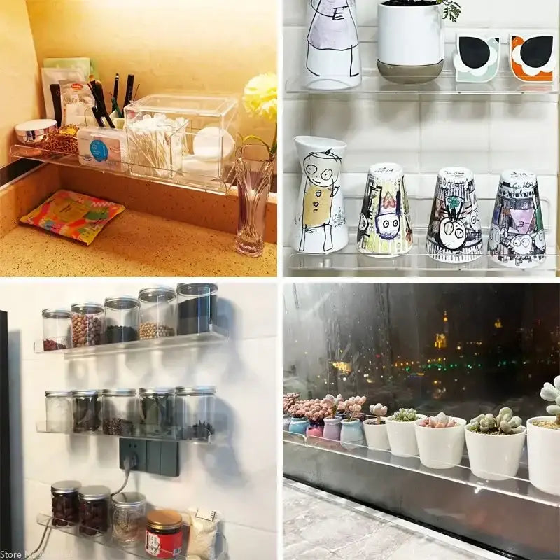 DecorBites™ Clear Acrylic Wall Shelf Organizer, 20-50cm