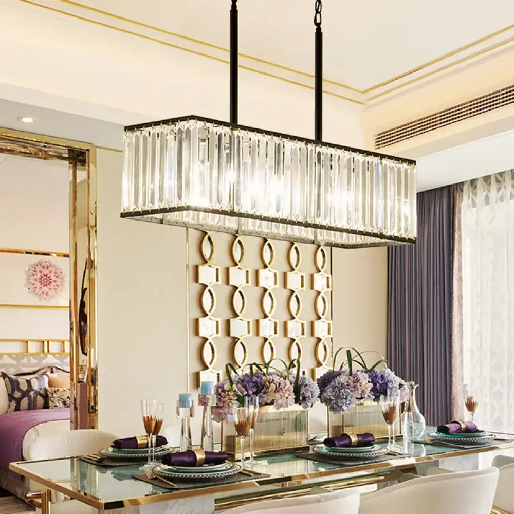DecorBites™ Clear Crystal Island Pendant Light with 5 Bulbs for Modern Dining Rooms
