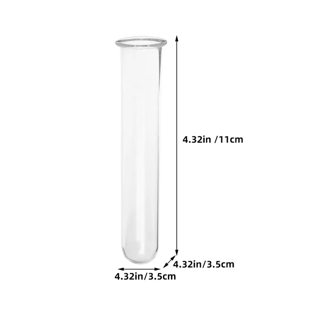 Decorbites clear glass test tube vase measuring 4.32 inches with cylindrical shape and rounded bottom for tube vases