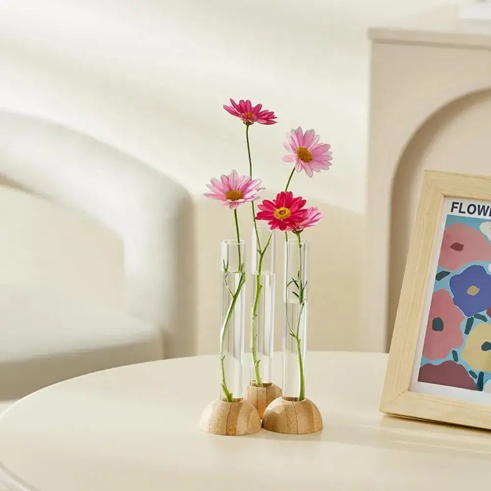 DecorBites™ Clear Vase with Bamboo Base Tabletop Decoration
