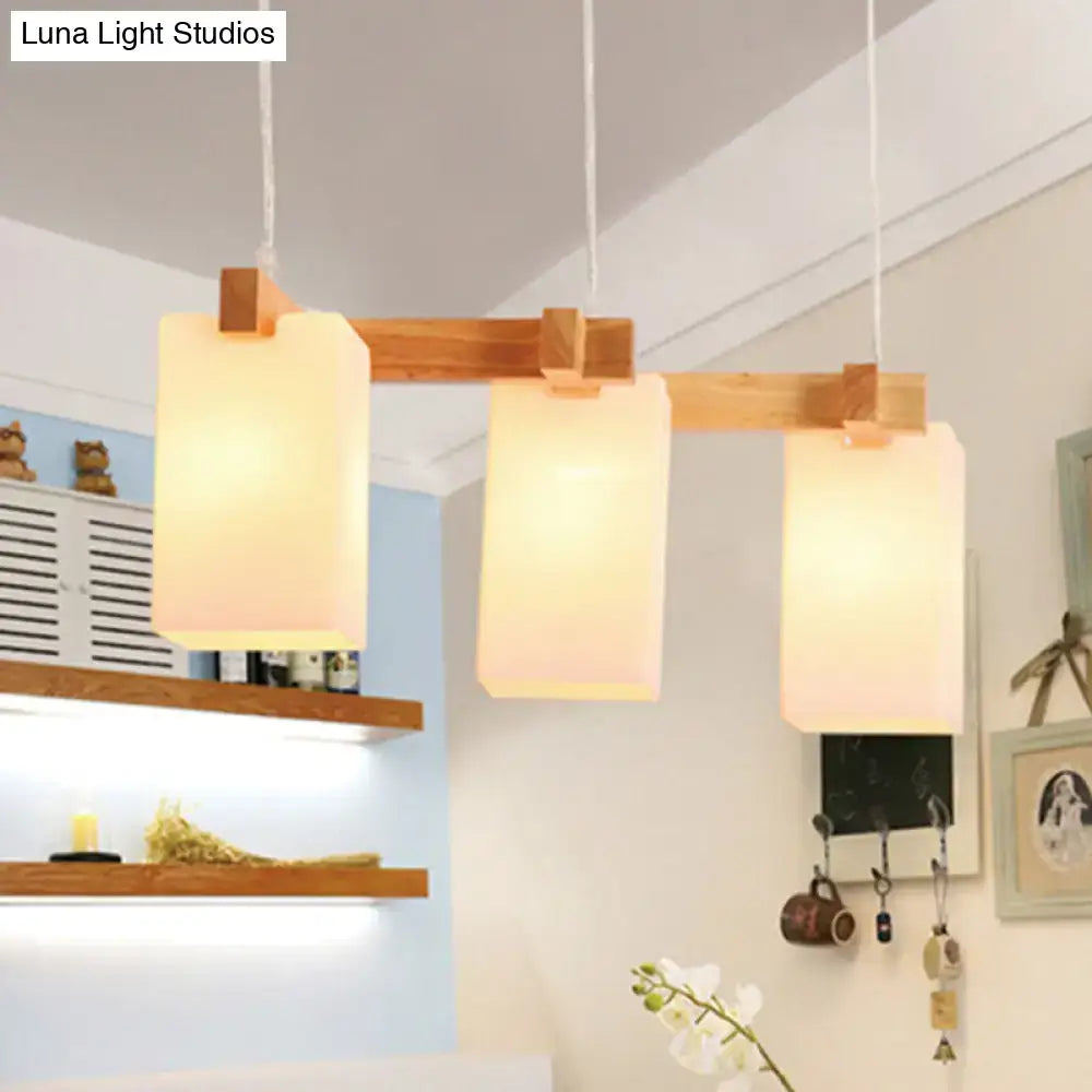 DecorBites™ Cluster Pendant Kitchen Lamp: Elegant Wood and Glass Hanging Light with 3 Bulbs