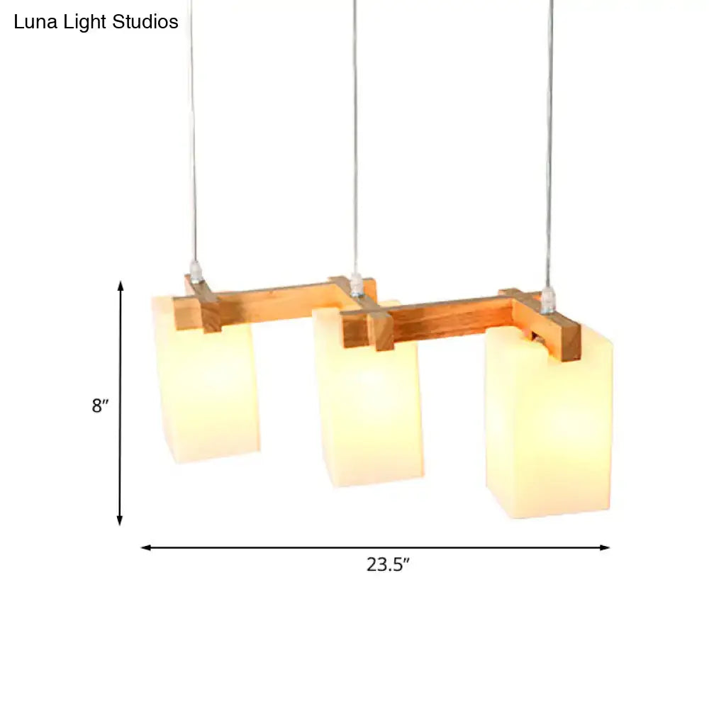 DecorBites™ Cluster Pendant Kitchen Lamp: Elegant Wood and Glass Hanging Light with 3 Bulbs