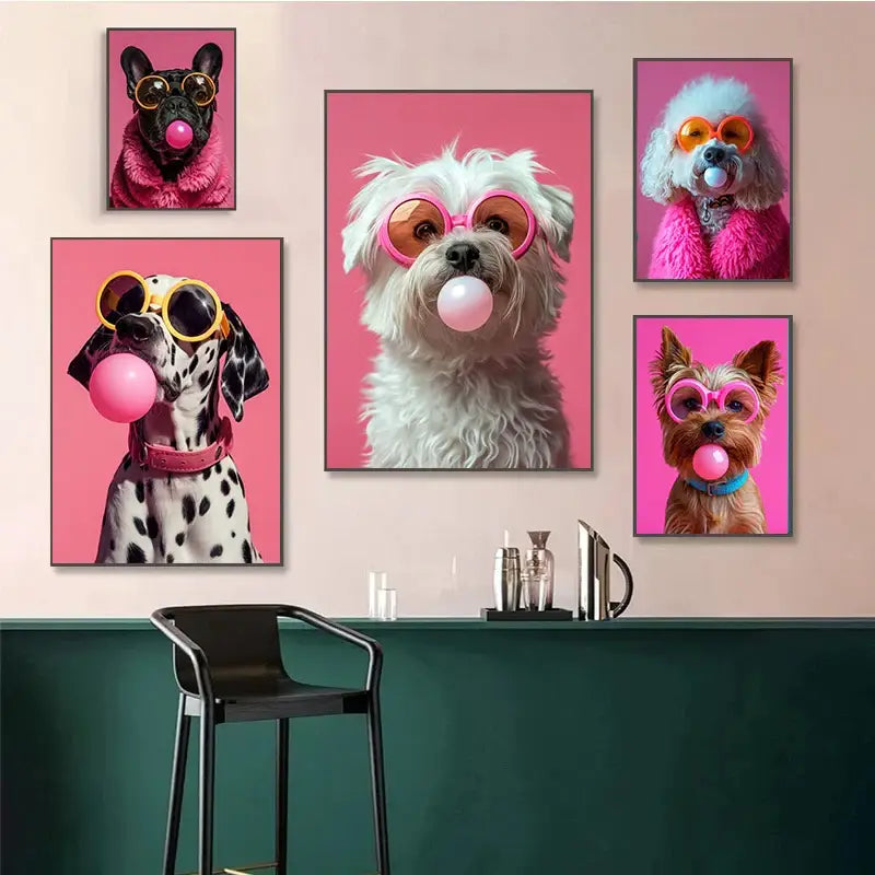 DecorBites™ Colorful Dog Sunglasses Canvas Wall Art