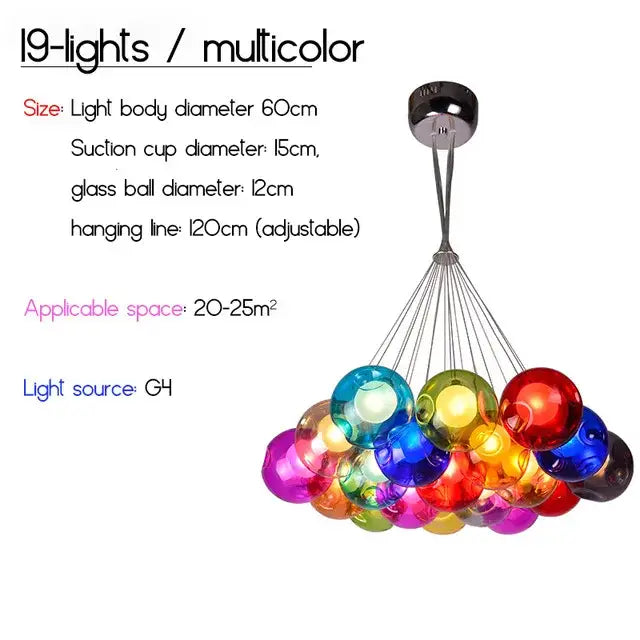 Decorbites colorful glass ball pendant light dining room chandelier