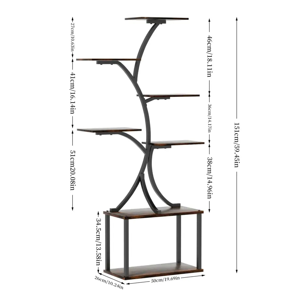 DecorBites™ Compact Tree Design Plant Stand with Multiple Shelves