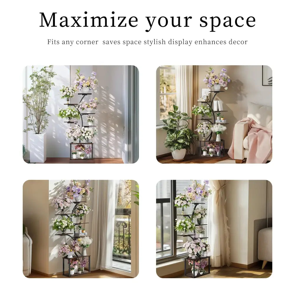 DecorBites™ Compact Tree Design Plant Stand with Multiple Shelves