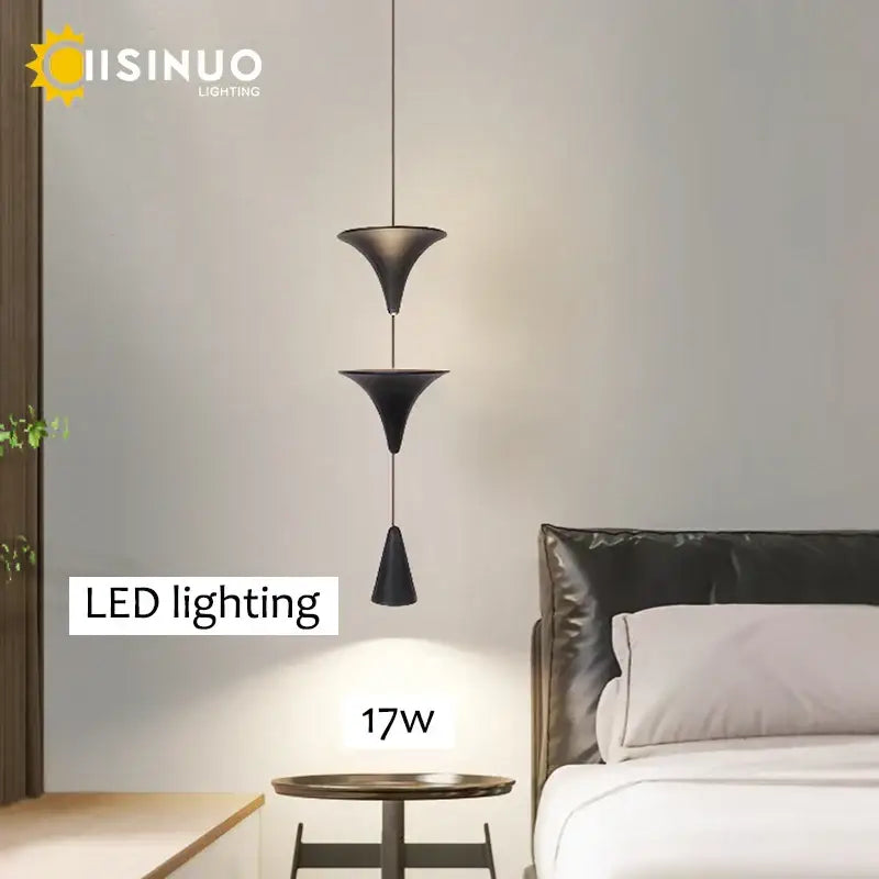 DecorBites™ Cone Pendant Light 17W Black White Industrial Kitchen Island Bedside Lamp