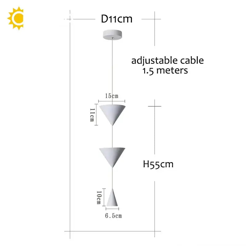 DecorBites™ Cone Pendant Light 17W Black White Industrial Kitchen Island Bedside Lamp