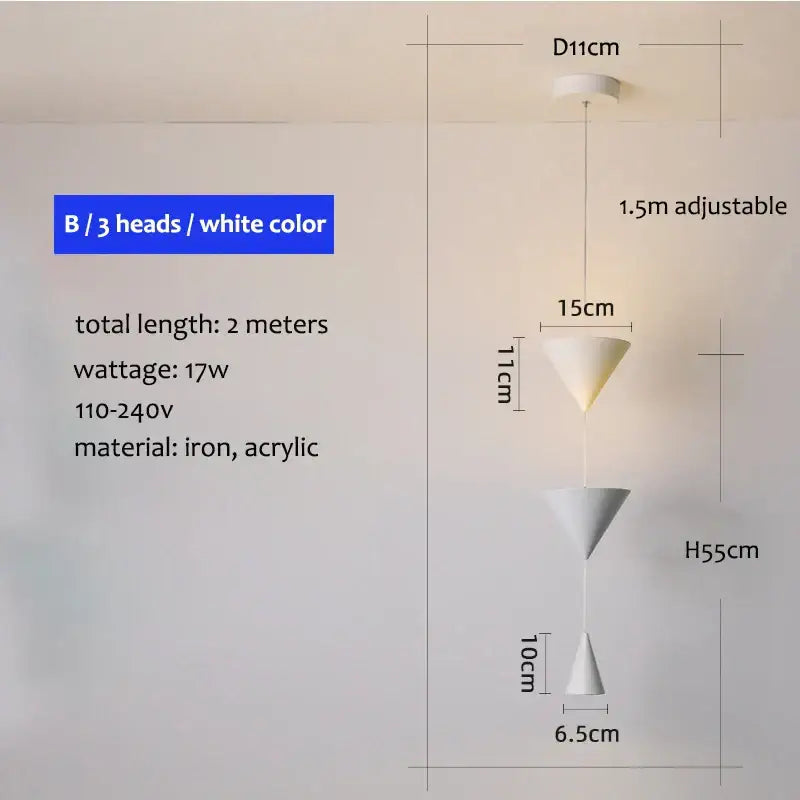 DecorBites™ Cone Pendant Light 17W Black White Industrial Kitchen Island Bedside Lamp