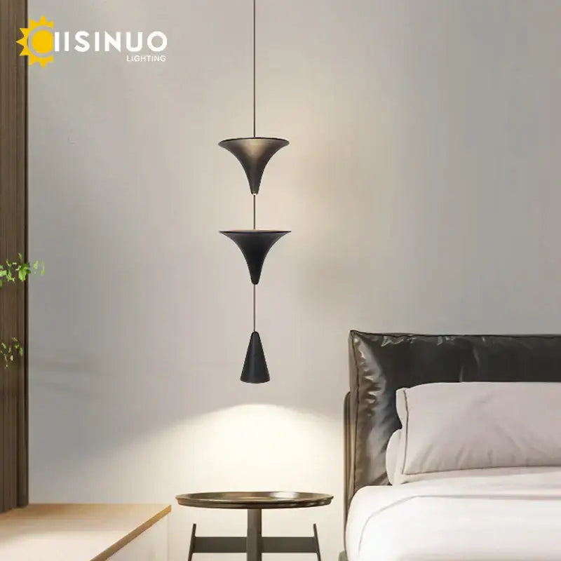 DecorBites™ Cone Pendant Light 17W Black White Industrial Kitchen Island Bedside Lamp