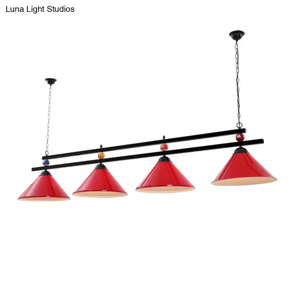 DecorBites™ Conical Island Metal Pendant Ceiling Light - Industrial Style with Decorative Billiards Accent
