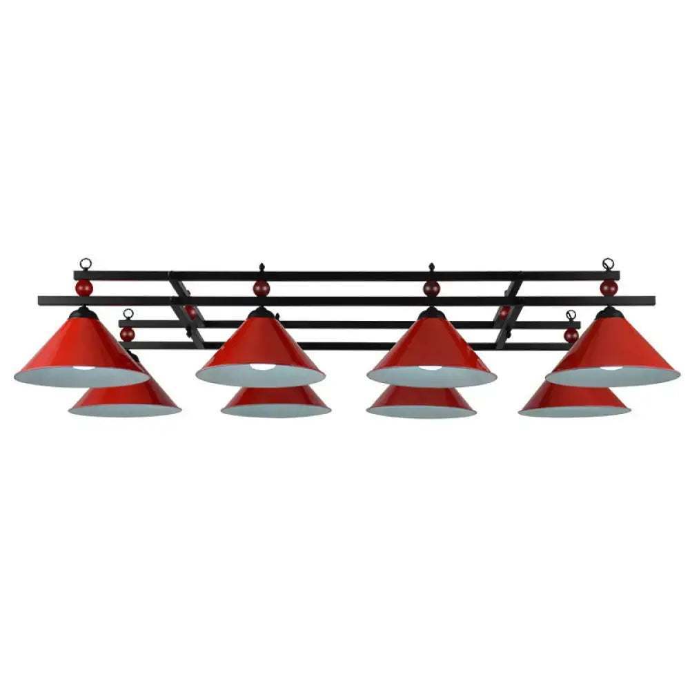 Red conical metal pendant ceiling light with black frames from decorbites industrial style for island lighting
