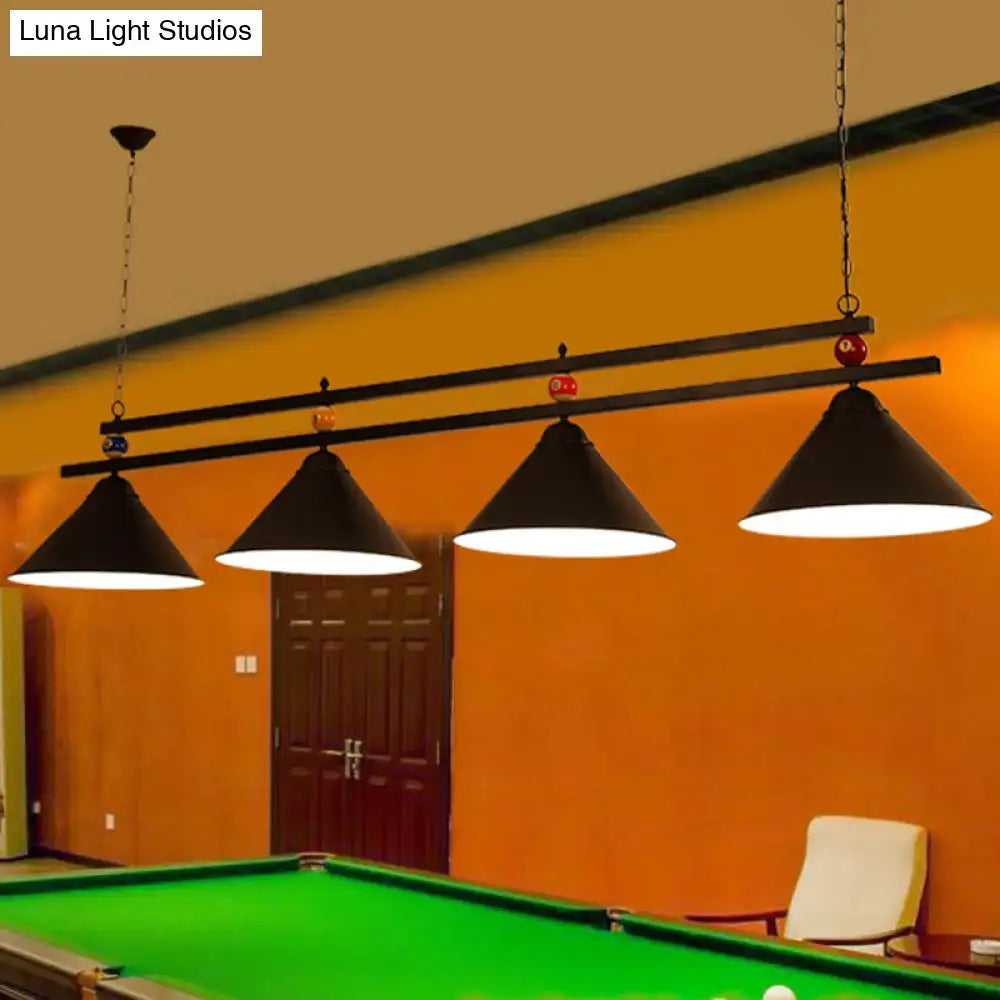 DecorBites™ Conical Island Metal Pendant Ceiling Light - Industrial Style with Decorative Billiards Accent
