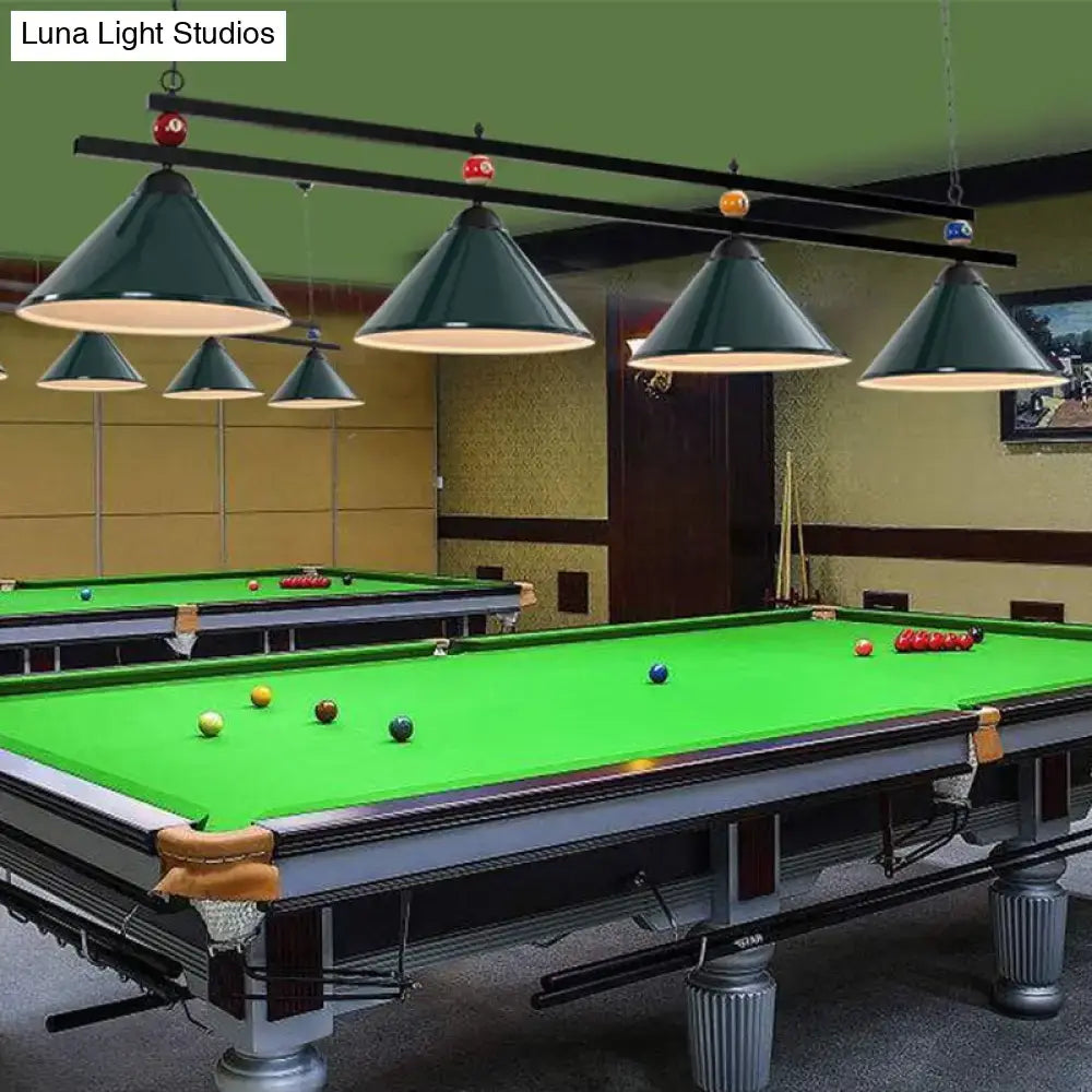 DecorBites™ Conical Island Metal Pendant Ceiling Light - Industrial Style with Decorative Billiards Accent