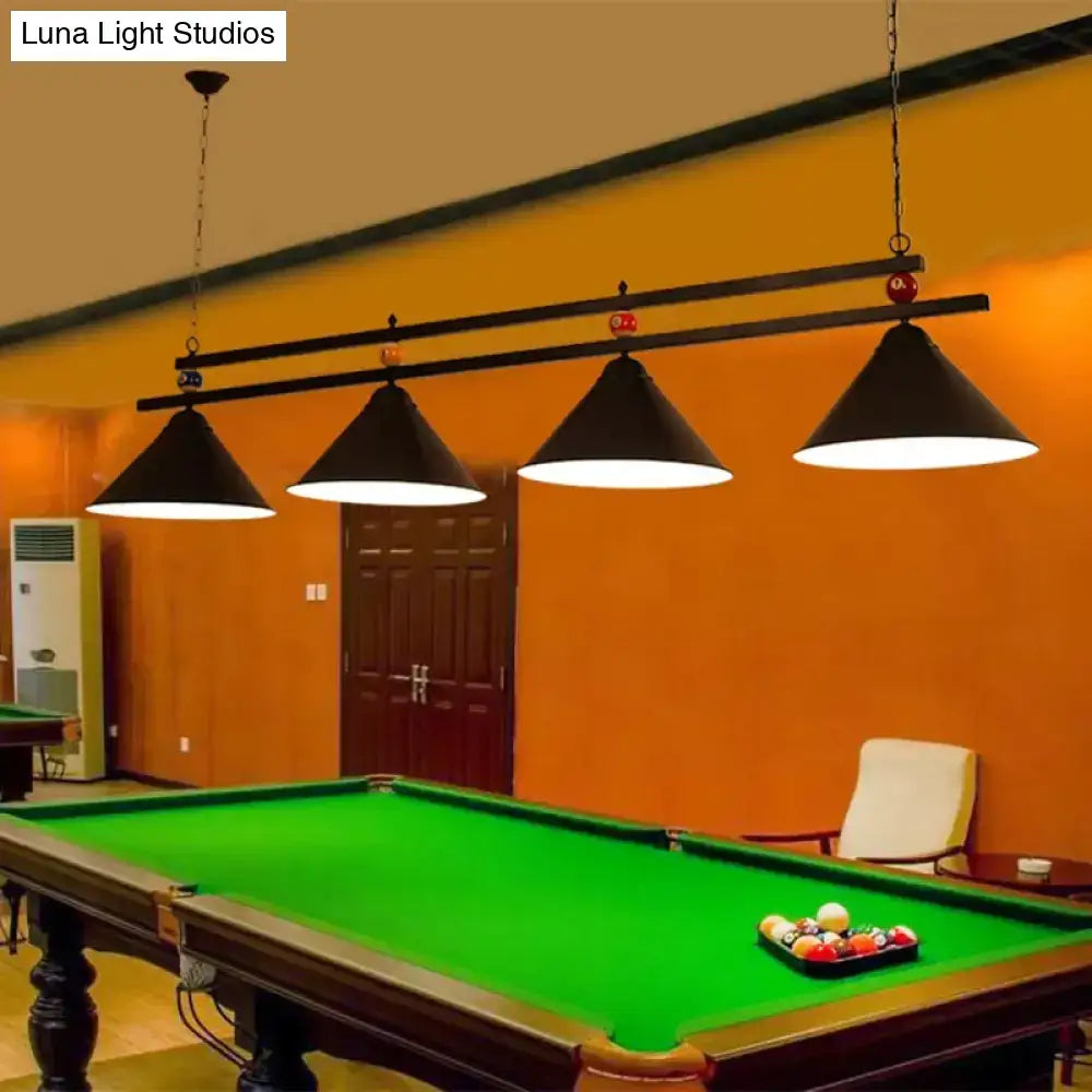 DecorBites™ Conical Island Metal Pendant Ceiling Light - Industrial Style with Decorative Billiards Accent