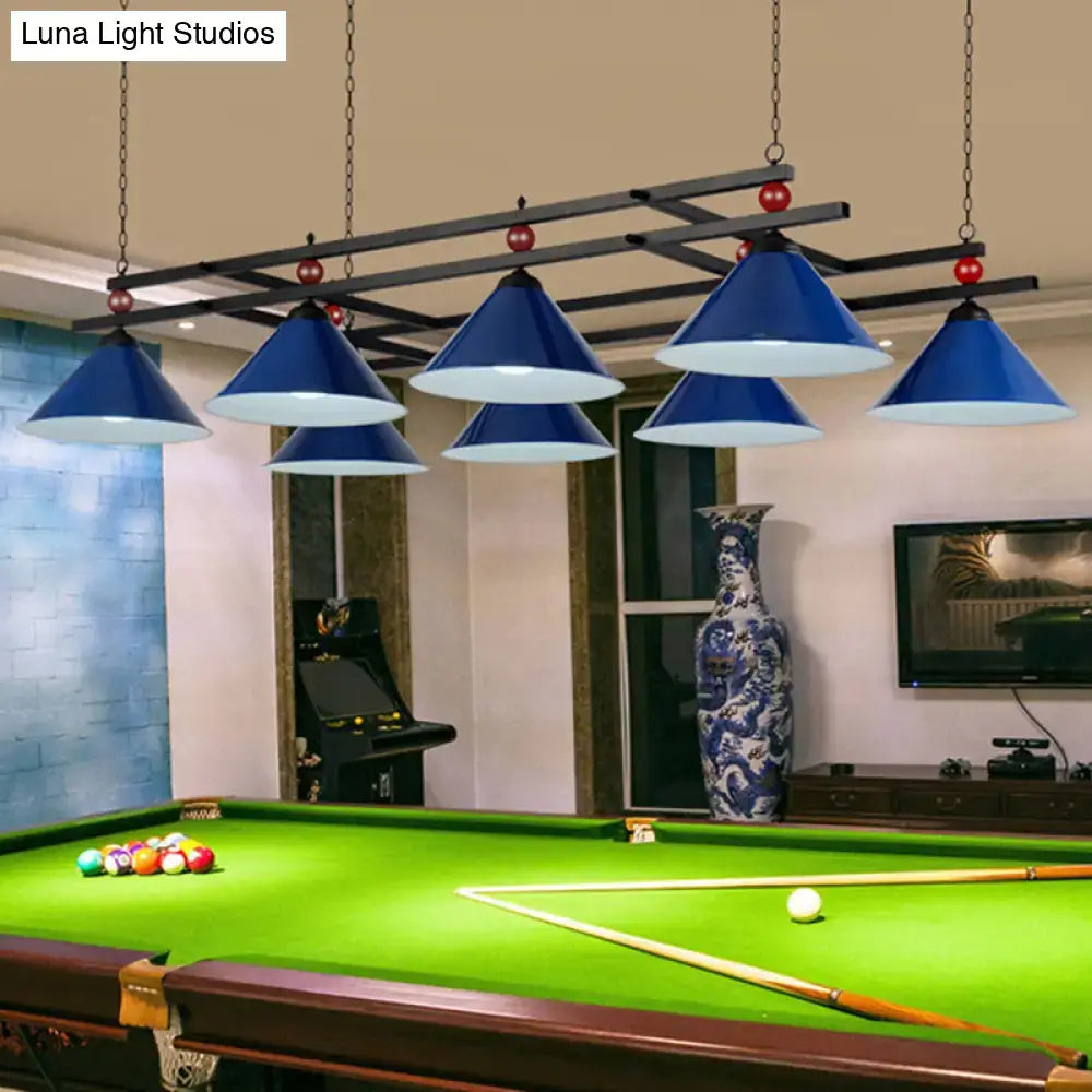 DecorBites™ Conical Island Metal Pendant Ceiling Light - Industrial Style with Decorative Billiards Accent