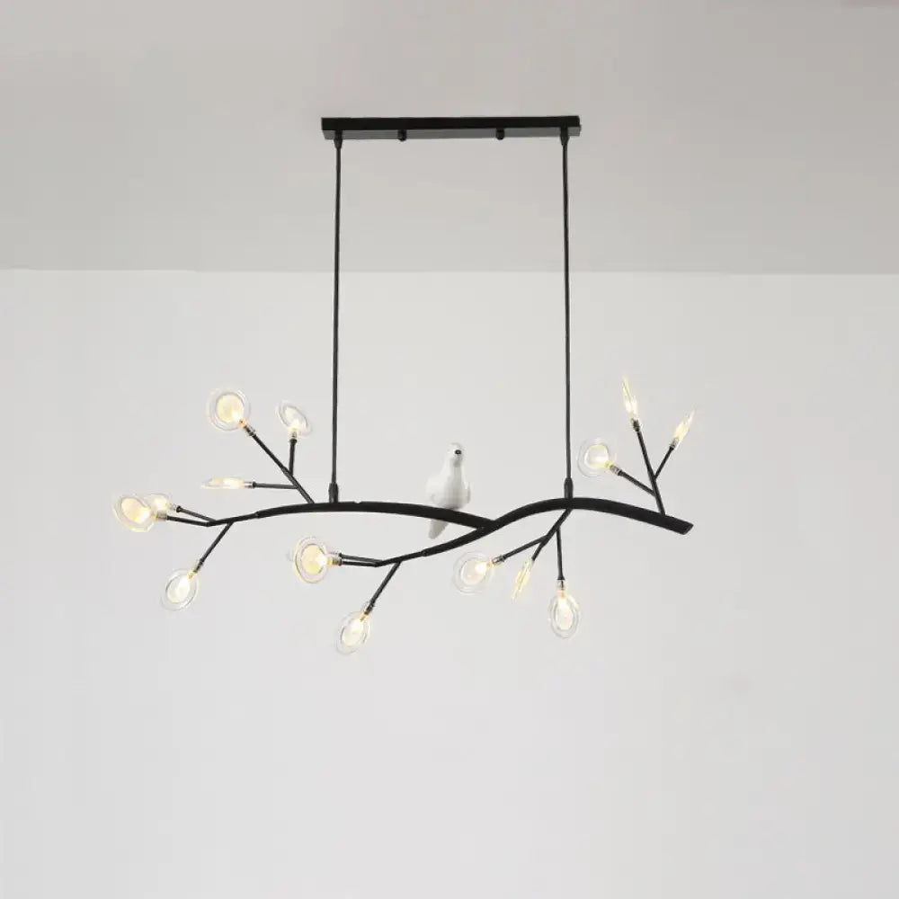 DecorBites™ Contemporary Acrylic LED Pendant Light with Bird Decoration - Branch Dining Room Island Lamp Kit