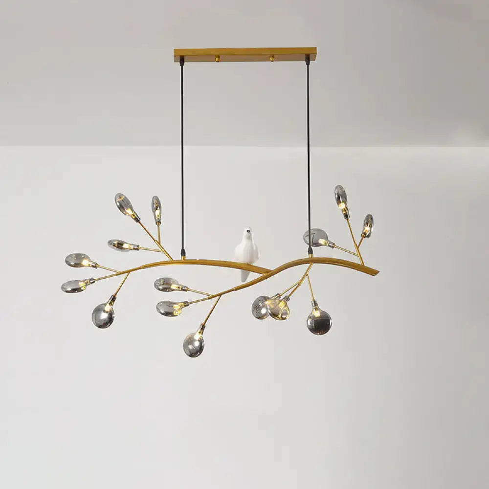 DecorBites™ Contemporary Acrylic LED Pendant Light with Bird Decoration - Branch Dining Room Island Lamp Kit