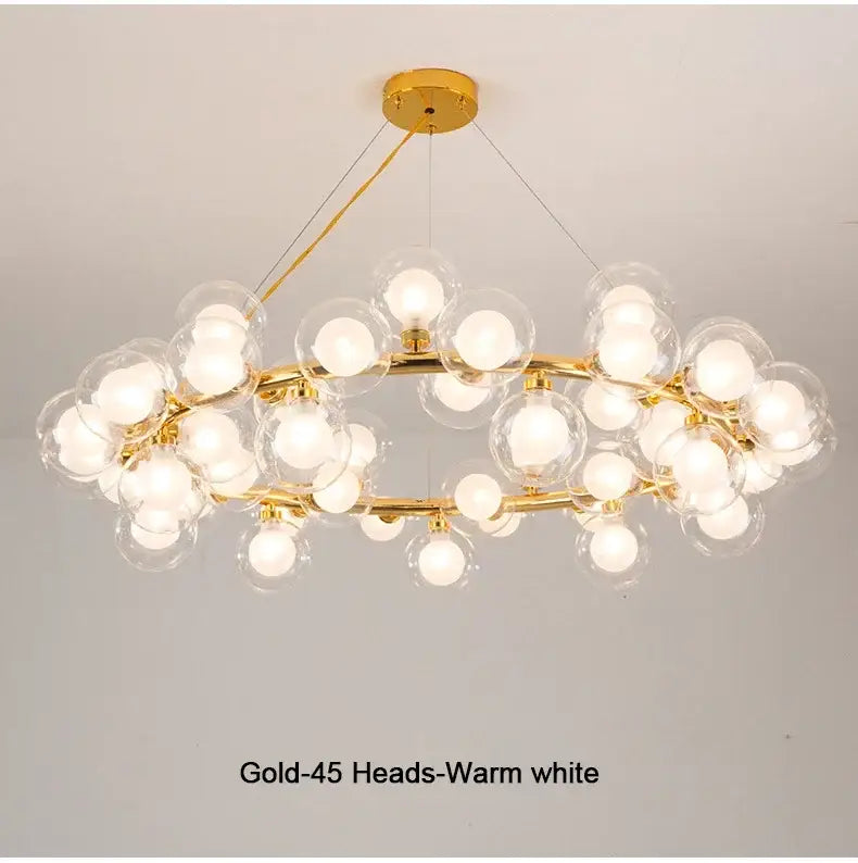 DecorBites™ Contemporary Black and Gold Chandelier - White Glass Ball