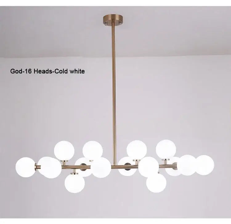 DecorBites™ Contemporary Black and Gold Chandelier - White Glass Ball