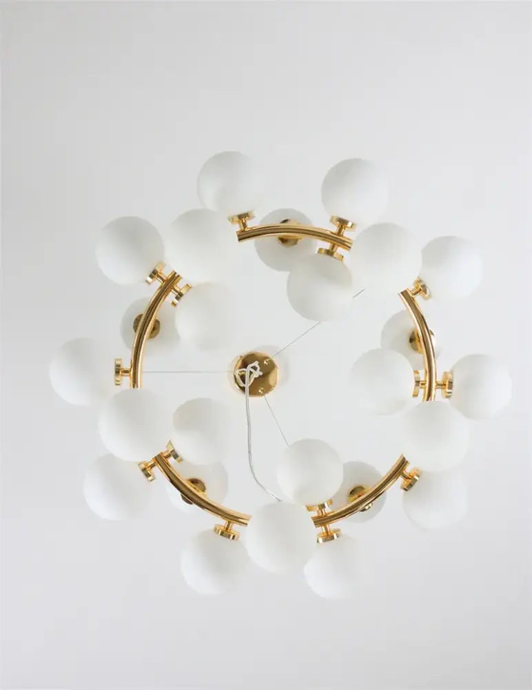 DecorBites™ Contemporary Black and Gold Chandelier - White Glass Ball