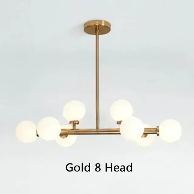 DecorBites™ Contemporary Black and Gold Chandelier - White Glass Ball