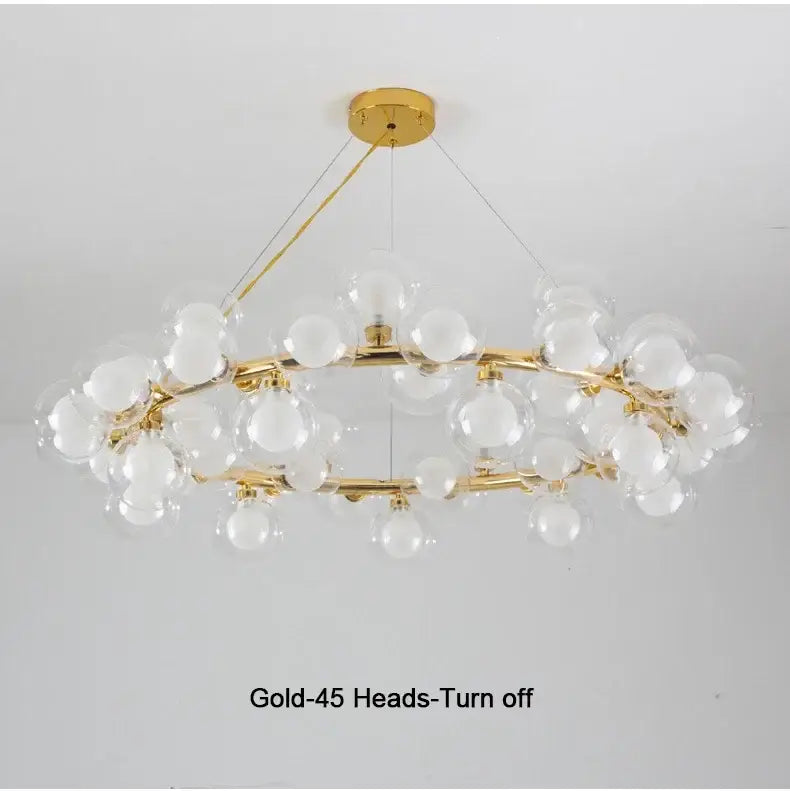 DecorBites™ Contemporary Black and Gold Chandelier - White Glass Ball