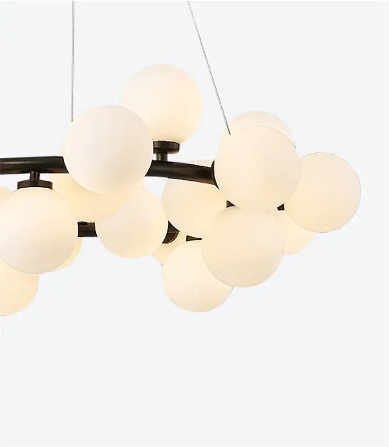 DecorBites™ Contemporary Black and Gold Chandelier - White Glass Ball