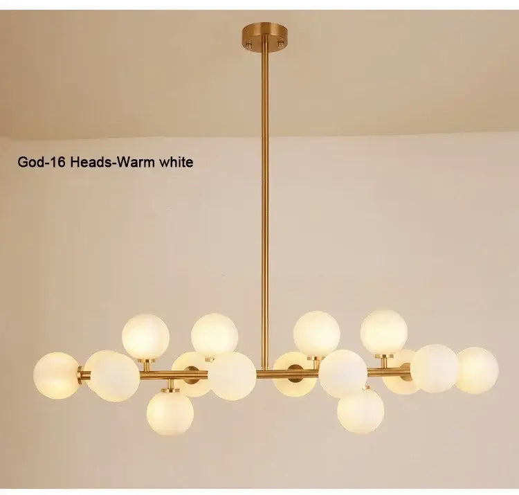 DecorBites™ Contemporary Black and Gold Chandelier - White Glass Ball