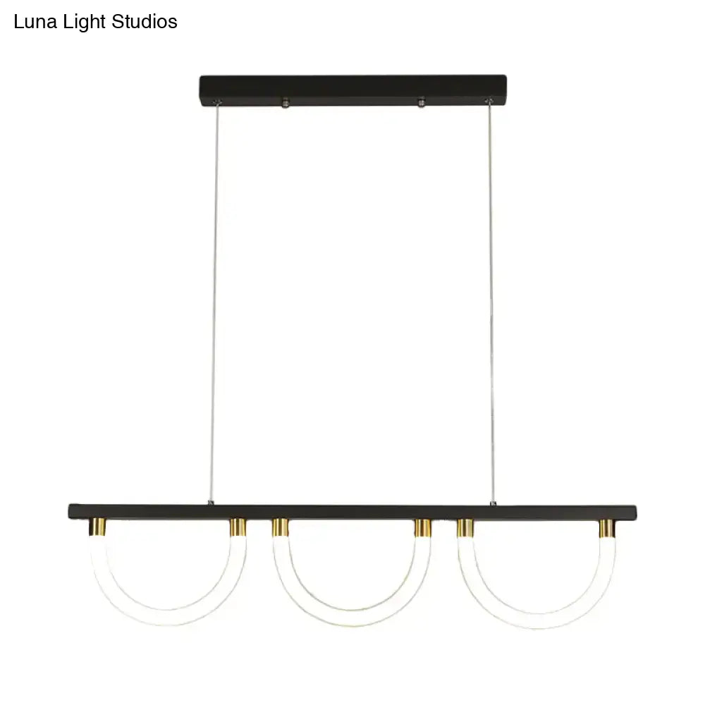 DecorBites™ Contemporary Black/Gold Kitchen Island Lamp - Acrylic Semicircle Design (3 Lights)