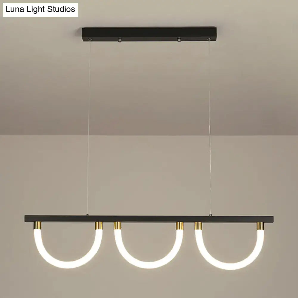 DecorBites™ Contemporary Black/Gold Kitchen Island Lamp - Acrylic Semicircle Design (3 Lights)