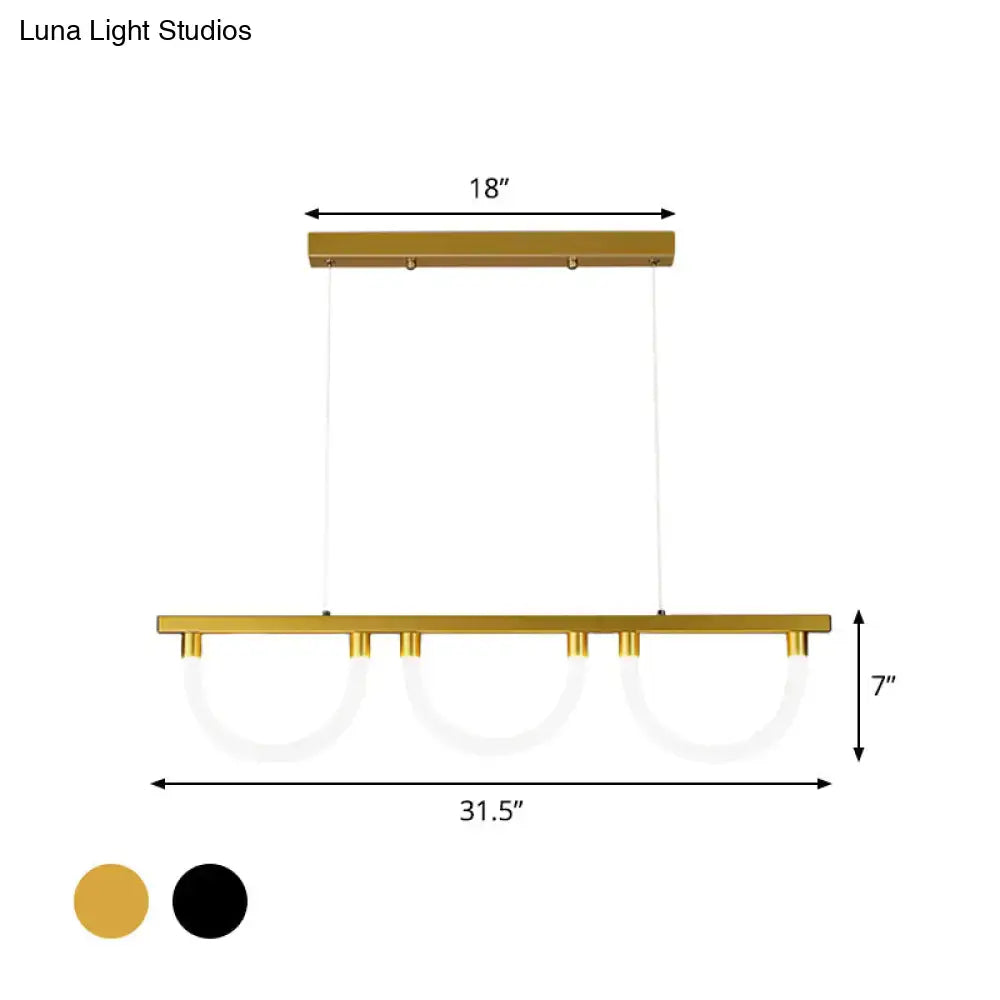 DecorBites™ Contemporary Black/Gold Kitchen Island Lamp - Acrylic Semicircle Design (3 Lights)