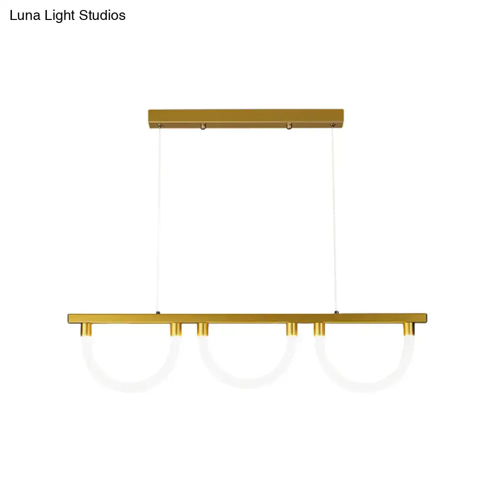 DecorBites™ Contemporary Black/Gold Kitchen Island Lamp - Acrylic Semicircle Design (3 Lights)