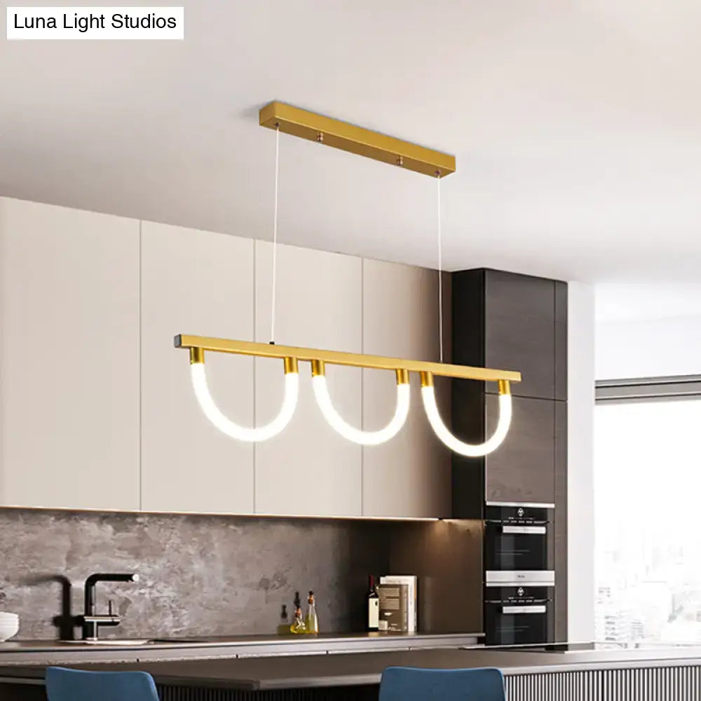 DecorBites™ Contemporary Black/Gold Kitchen Island Lamp - Acrylic Semicircle Design (3 Lights)
