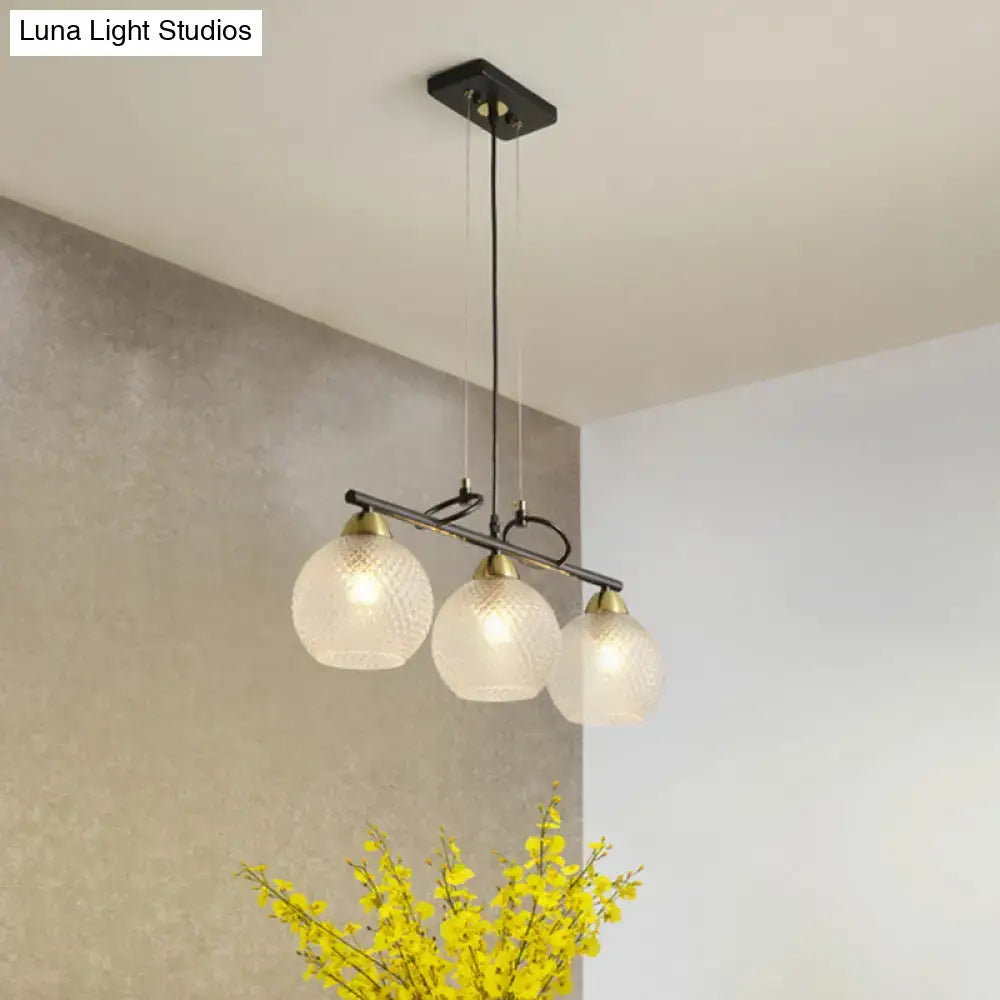 DecorBites™ Contemporary Black Hanging Chandelier with Clear/Prismatic Glass, 3/4 Bulbs - Modern Pendant Light Kit for Dining Hall