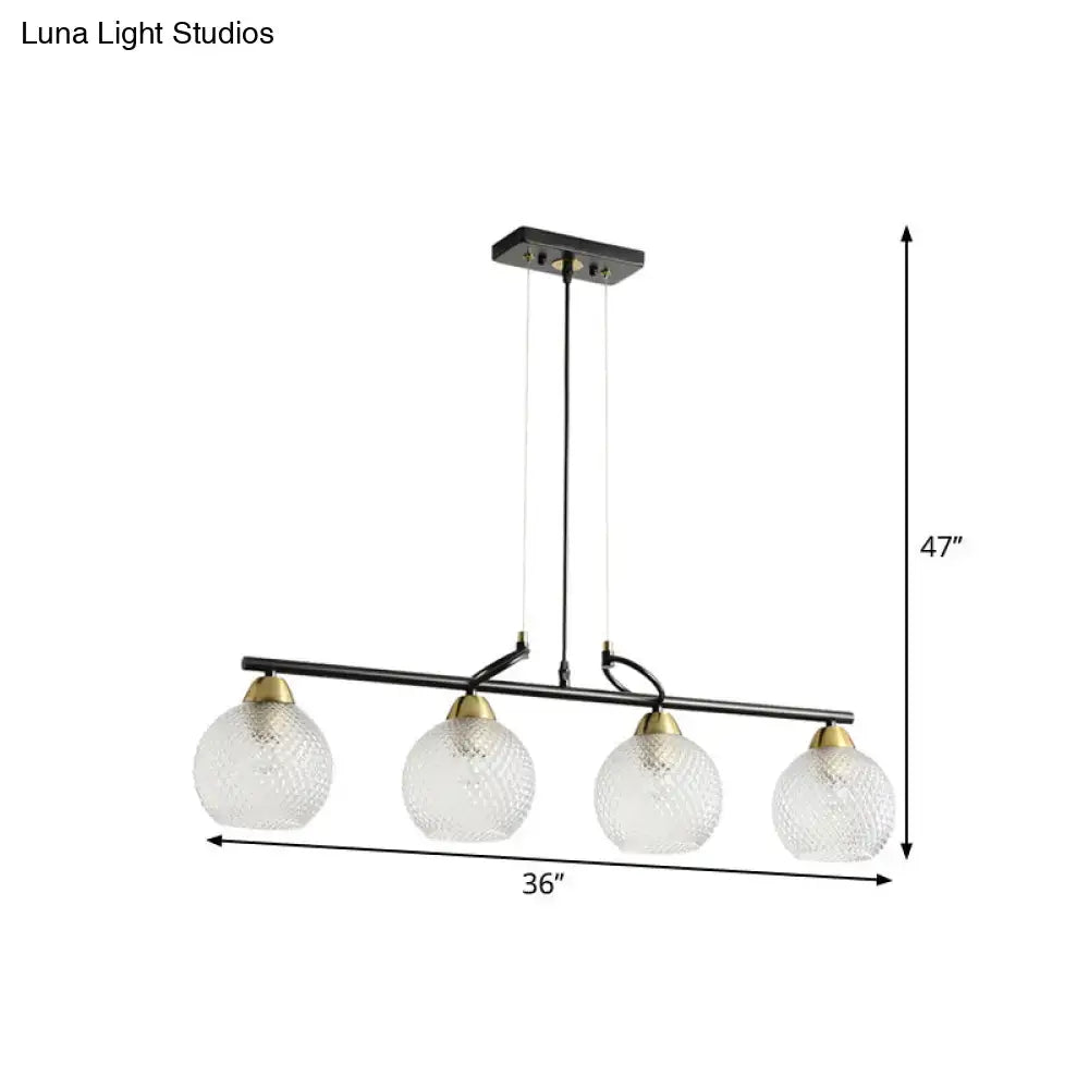 DecorBites™ Contemporary Black Hanging Chandelier with Clear/Prismatic Glass, 3/4 Bulbs - Modern Pendant Light Kit for Dining Hall