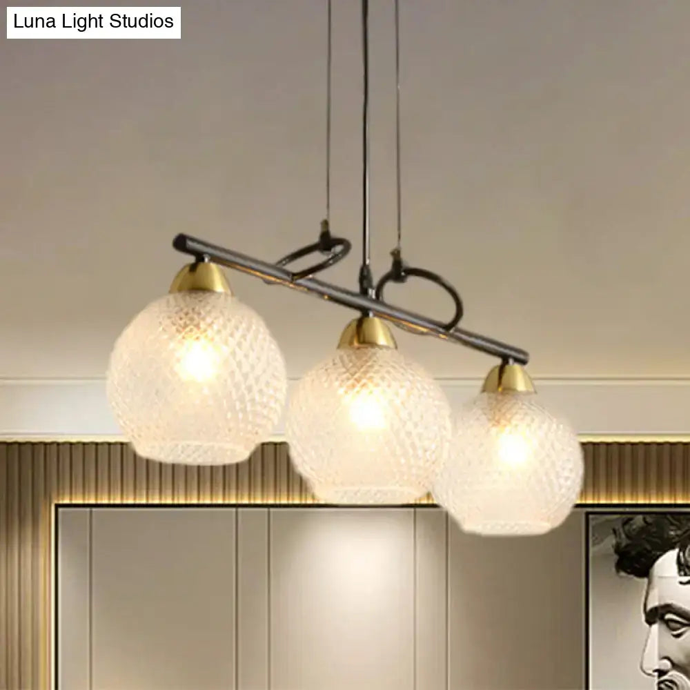 DecorBites™ Contemporary Black Hanging Chandelier with Clear/Prismatic Glass, 3/4 Bulbs - Modern Pendant Light Kit for Dining Hall