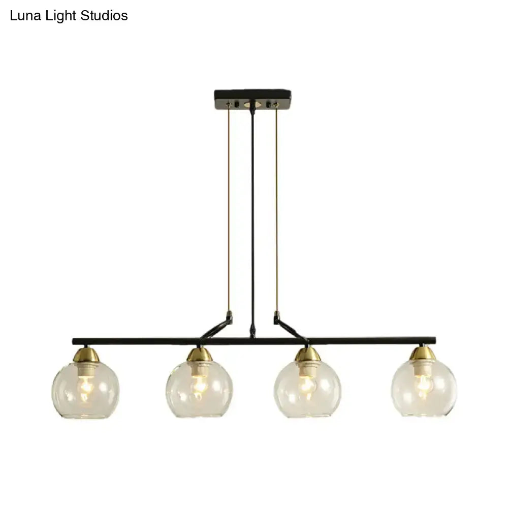 DecorBites™ Contemporary Black Hanging Chandelier with Clear/Prismatic Glass, 3/4 Bulbs - Modern Pendant Light Kit for Dining Hall