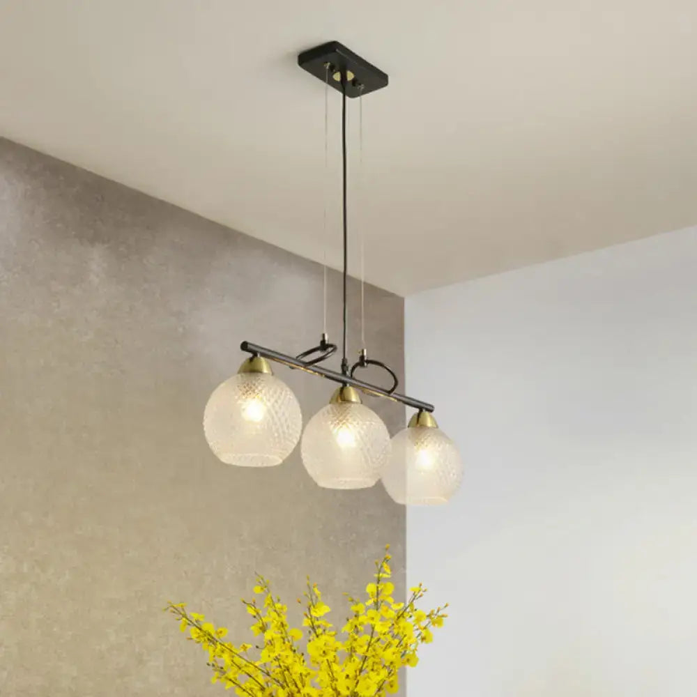 DecorBites™ Contemporary Black Hanging Chandelier with Clear/Prismatic Glass, 3/4 Bulbs - Modern Pendant Light Kit for Dining Hall