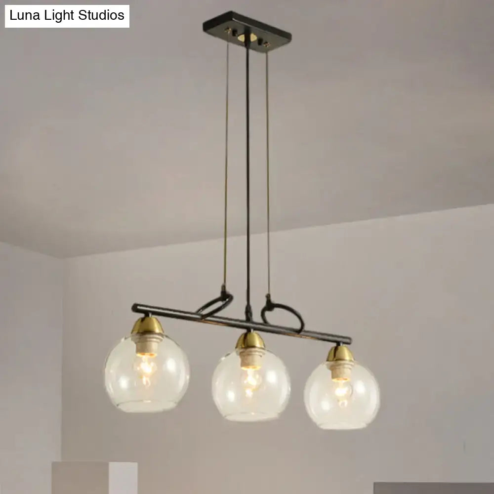 DecorBites™ Contemporary Black Hanging Chandelier with Clear/Prismatic Glass, 3/4 Bulbs - Modern Pendant Light Kit for Dining Hall